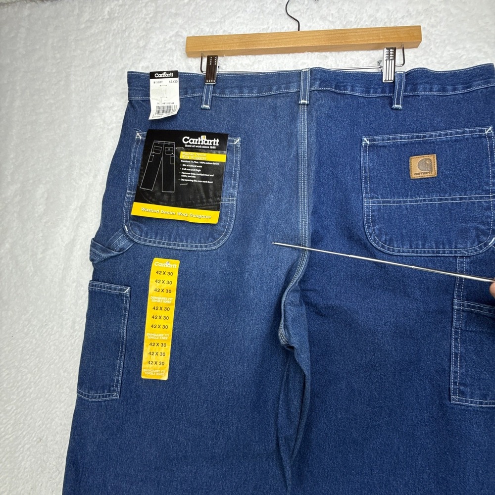 Carhartt B113 Darkstone DST Denim Loose Fit Tapered Leg Mens Jeans 42X30 NWT NOS - Picture 11 of 12
